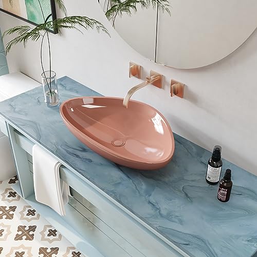 CRE8TIVE Teal Liquid Marble Contact Paper for Countertops Waterproof Matte Marble Wallpaper Peel and Stick Self Adhesive Removable Kitchen Wallpaper for Countertops Tables Bathroom Cabinets 12"x80"