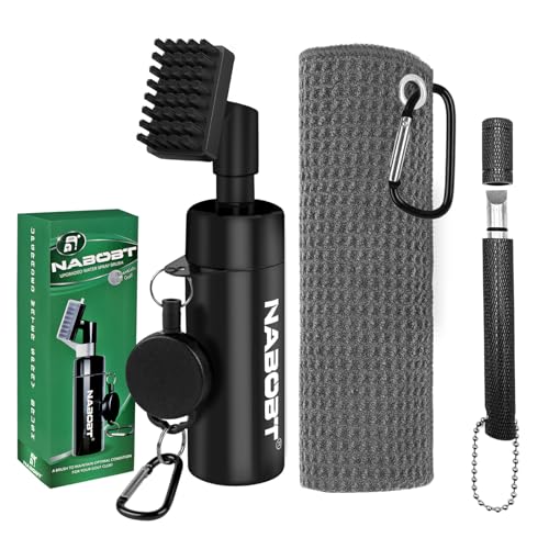 3PCS Golf Towel & Groove Sharpener Brush Set - Club Cleaning & Maintenance