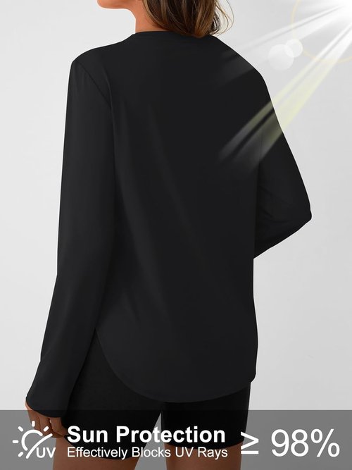 AUTOMET Women's Long Sleeve Workout Tops - Quick-Dry Gym Shirts with UPF 50+ UV Protection | Ideal for Running & Hiking