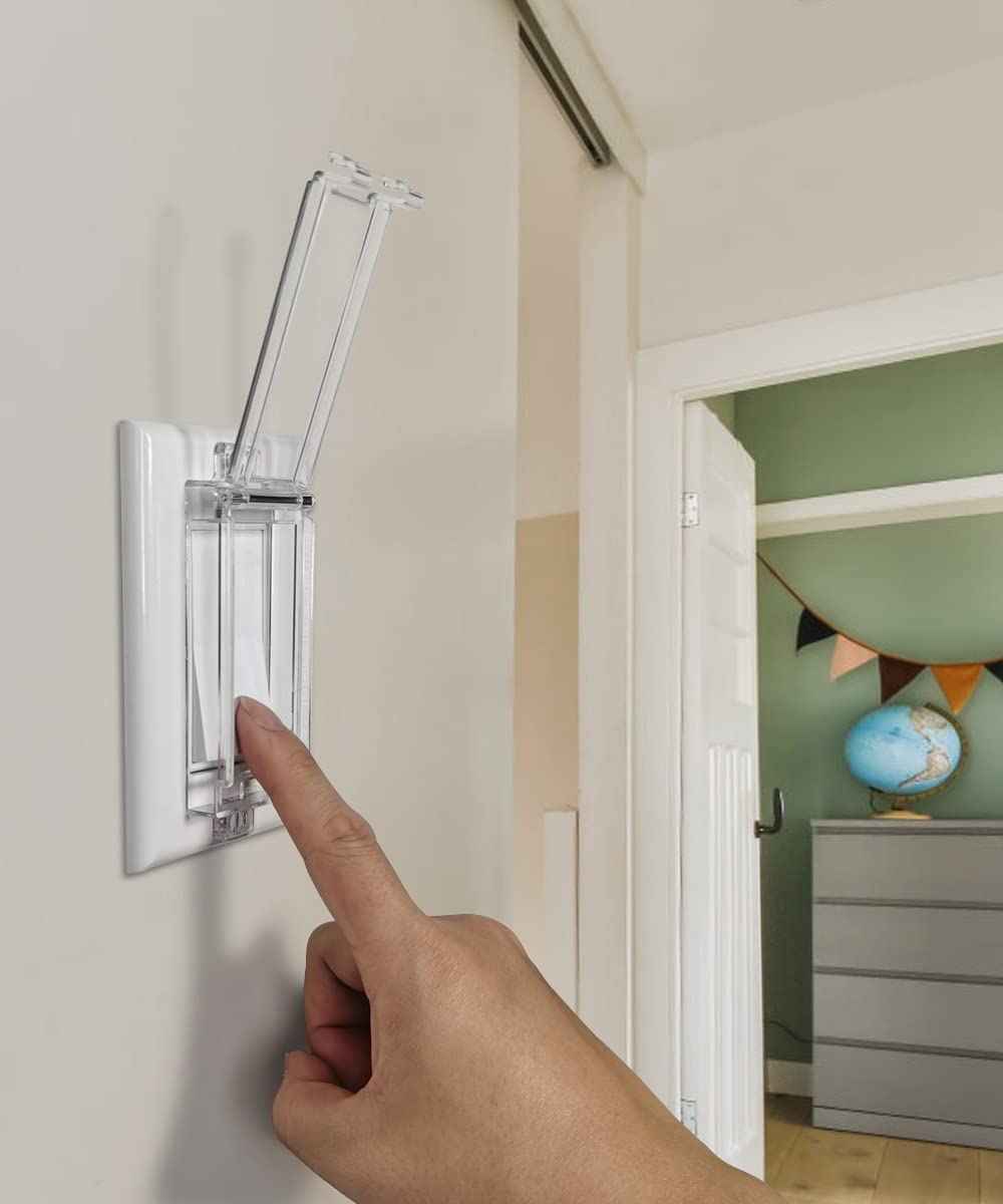 Light Switch Guard, ILIVABLE Child Proof Rocker Switch Plate Cover Prevents Kids or Accidental Turned On/Off Switch While Allowing Access (Clear, 4 Pack)