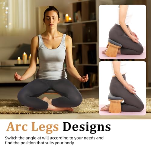 Folding Bamboo Meditation Stool with Anti-Slip Mat