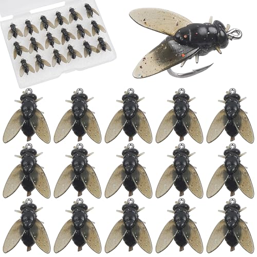 Bionic Fly Fishing Bait Lures Kit - 18pcs Black for Trout & Bass