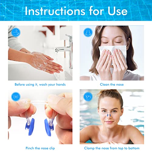 Swimming Nose Clip Set - 10 Silicone Waterproof Plugs with Storage Bag