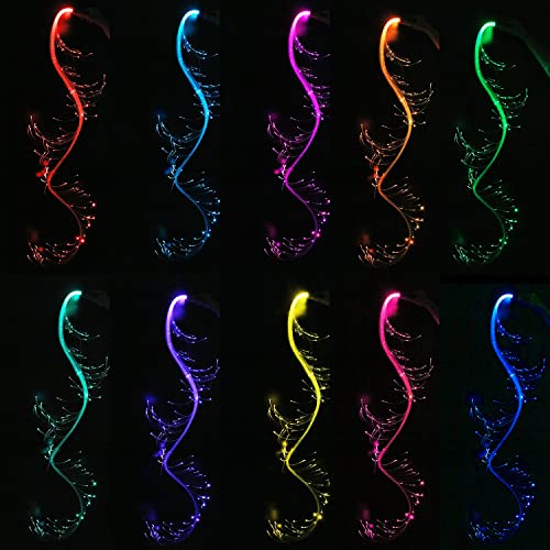 AMKI 6ft Rechargeable LED Fiber Optic Rave Whip - Black, 36 Modes, Swivel, Light Show
