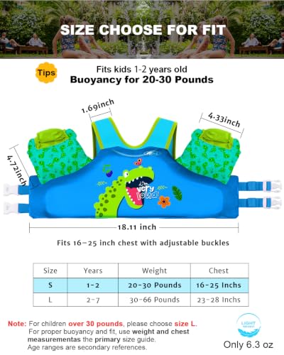 Toddler Swim Vest with Floaties for Water Play, Ages 1-2
