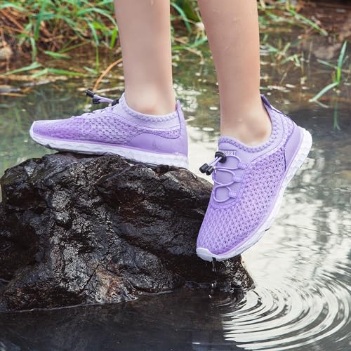 Kids Water Shoes - Quick Dry Aqua Sandals for Beach, Pool - 3 Big Kid / Purple