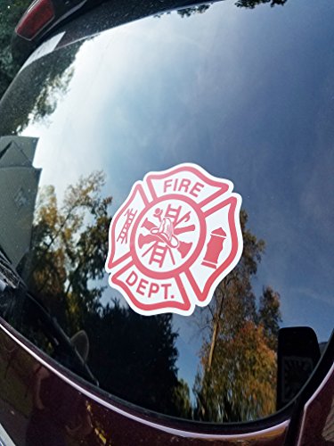 Fire Department Die Cut Vinyl Sticker 5x5in Maltese Cross – Red/White