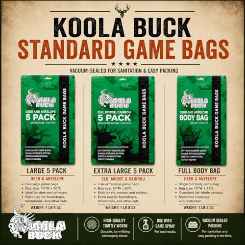 Koola Buck Game Bags for Deer, Elk, Moose - Reusable Breathable Hunting Meat Bags
