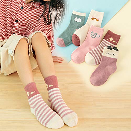 Zumou Toddler Girls Rainbow Cotton Crew Socks 5-7 Years 10 Pack