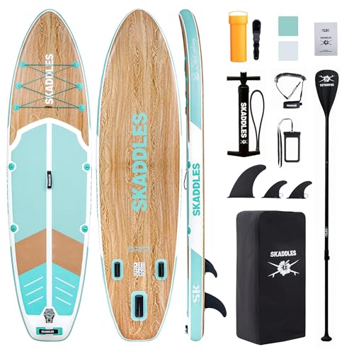 Inflatable Stand Up Paddle Board 10’6” - Mint Green Wood Grain
