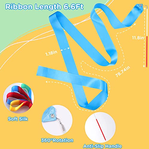 HiUnicorn White 12PCS Dance Ribbons for Kids 4th of July Celebrations & Gymnastics