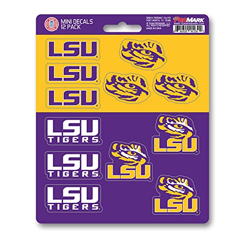 LSU Tigers Mini Decal Set - 12 Pack, 5” x 6.25” Team Color
