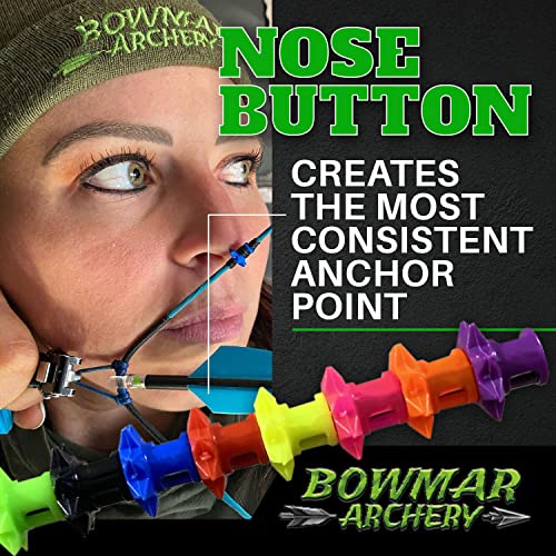 Black Bowmar Archery Nose Button - Extremely Light Weight for Consistent Anchor Point, Two Sizes Included