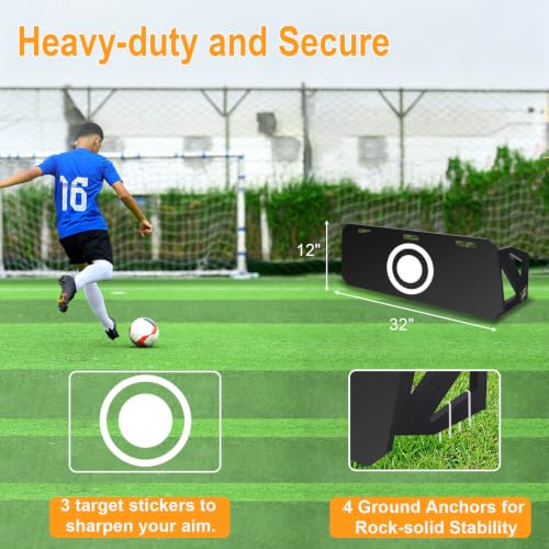 Ugnxery Soccer Rebounder Board - 3-Angle Portable Passing Wall with Ground Stakes