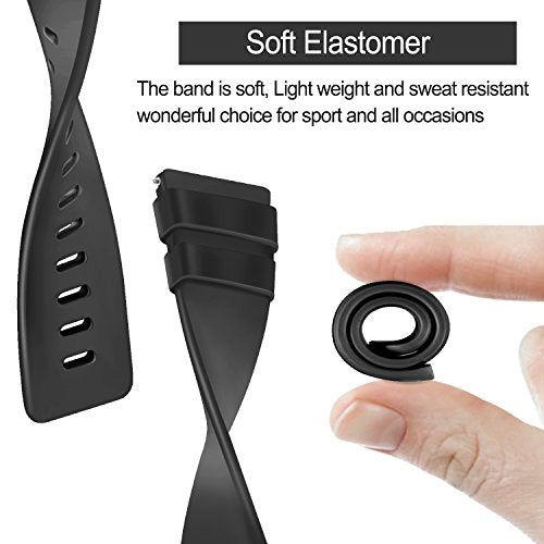 Soft Elastomer Sport Watch Band for Versa Series - Black, Large