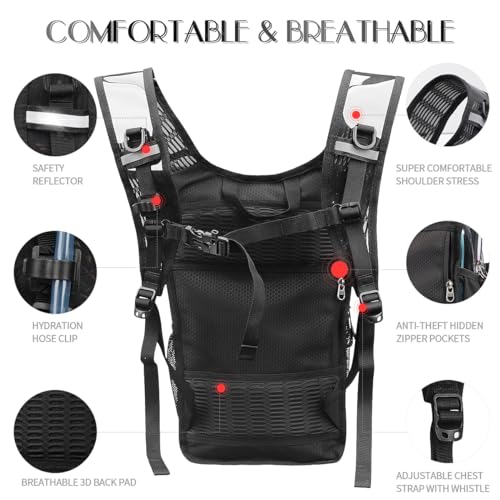Transparent Hydration Backpack with 3L Insulated Water Bladder for Rave, Hiking, Biking