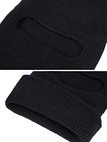Full Face Ski Mask - Windproof Knitted Balaclava for Men & Women - X-Large Black