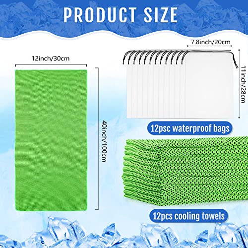 Hosuly 12-Pack Cooling Towels for Face and Neck 12x40 in – Green