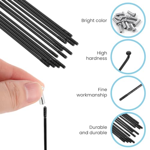 14G Stainless Steel Bicycle Spokes Set - 12pcs 290mm Black