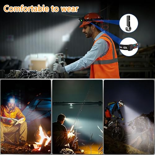USB-C Rechargeable Headlamp - 90-Degree Adjustable, Large