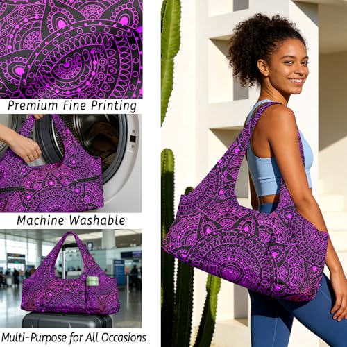 Large Yoga Mat Bag with Mat Strap - Purple-2