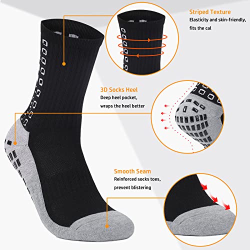 Men's Anti-Slip Soccer Socks with Grip Pads - Medium-X-Large/Black