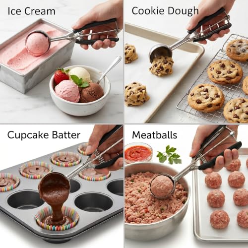 Stainless Steel Cookie Scoop with Trigger Release - #40/2 Tbsp Black