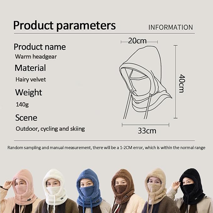 Windproof Fleece Balaclava Winter Face Mask - White One Size