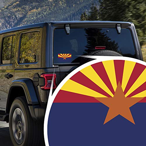 Arizona State Flag Decal Sticker - 2-Pack, 5x3 Inches, UV Protected