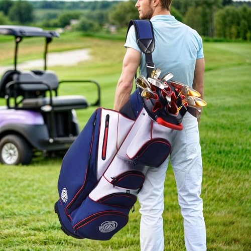 14-Way T-Lock Golf Cart Bag - Blue and White, Water Resistant