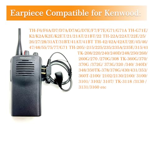 Riqiki 2-Pack Walkie Talkie Earpieces with Mic Covert Acoustic Tube Headset for Baofeng UV-5R BF-888S BF-F8HP, Retevis H-777, Kenwood, Puxing (2Packs White)
