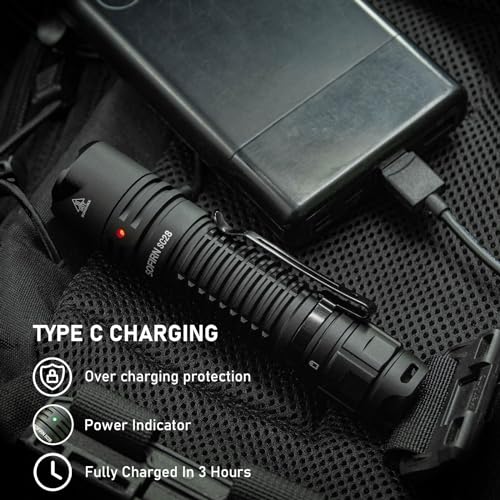 Sofirn SC28 Pocket Flashlight 2800 High Lumens, Rechargeable Tactical Falshlight Waterproof with Tail Switch & Two User Interfaces, Powerful LED Flash Light for EDC, Emergency, Camping, Outdoors