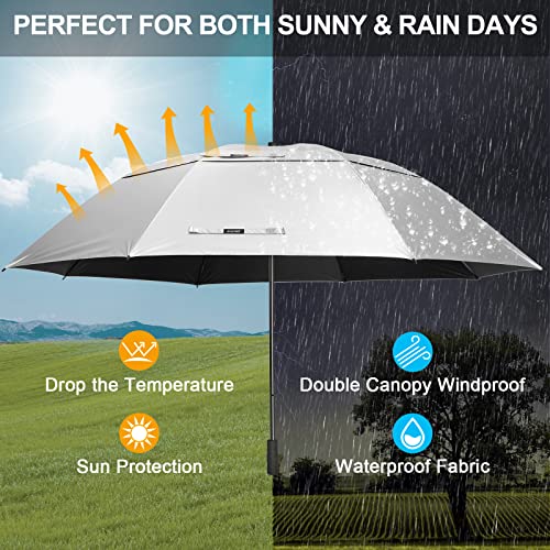 G4Free 80 Inch Double Canopy Windproof Golf Umbrella - Silver/Black