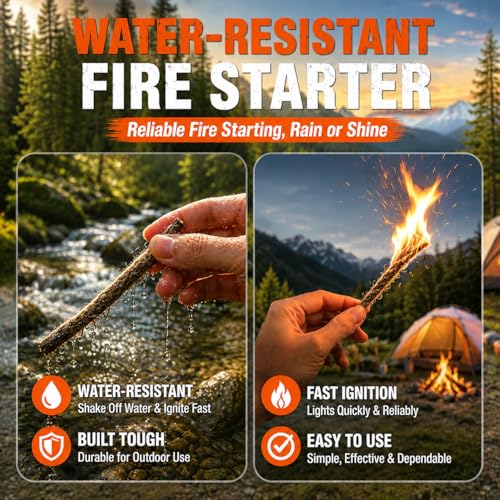 27-Piece Ferro Rod Fire Starter Survival Kit with Striker & Ropes - Black
