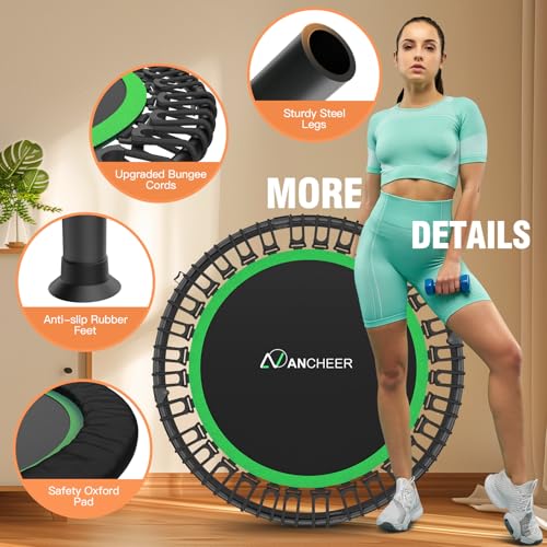 Foldable Mini Trampoline with Adjustable Handle - Green, 40 Inch