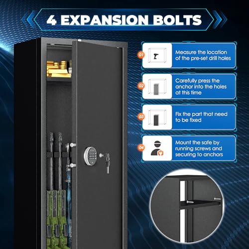 20 Gun Safe with Keypad for 10-16 Rifles & 4 Pistols - Black