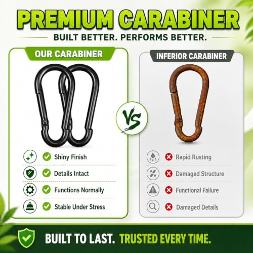 Heavy-Duty Carabiner Clip - 5.5 Inch Snap Hook, 2PCS-M14 Black