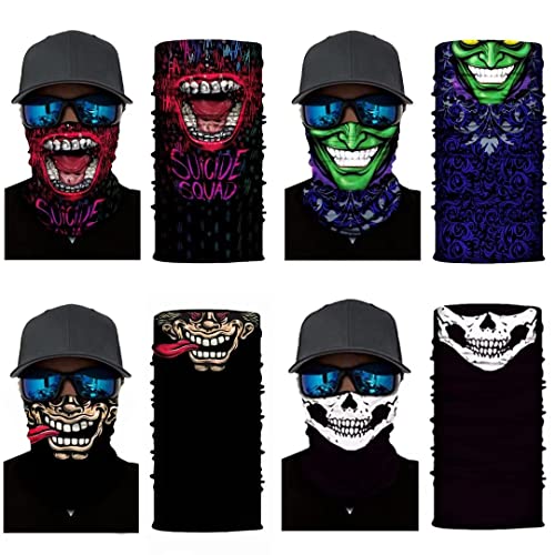 WYSUMMER 4/8Pcs Skull Face Gaiter Bandanas for Neck, Face & Head, Mix Skull-e-8pcs