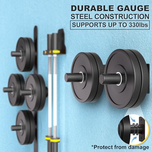 Black Vlaeng Wall Mounted Weight Plate Holder Rack 4 Pcs for 2" Olympic Weights