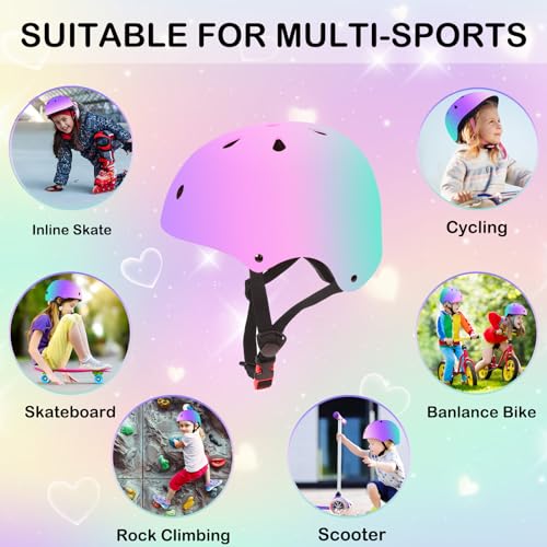 Kids Bike Helmet - Multi-Sport Protection for Ages 2-14 - Purple, Pink, Green