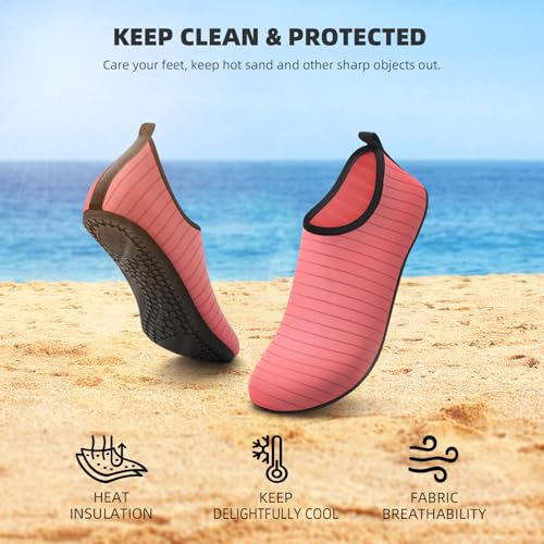 Quick-Dry Aqua Water Shoes for Men & Women - Size 7-8 Women/6-7 Men, Pink
