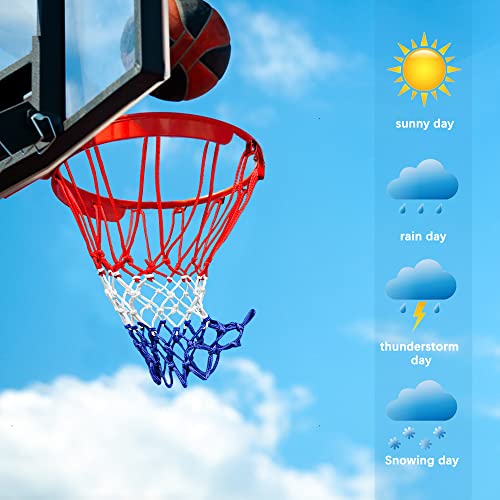 Basketball Net Replacement - All Weather Anti-Whip, 12 Loops, Red White Blue