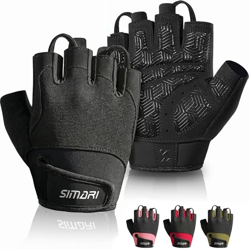 Breathable Workout Gloves with Cushion Pad - Black, Medium