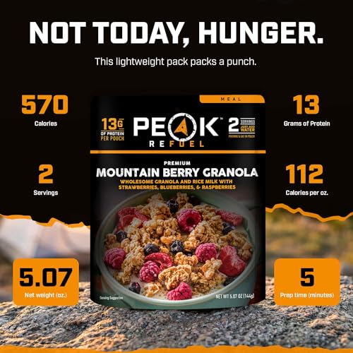 Peak Refuel Mountain Berry Granola with Rice Milk, Vegan Backpacking