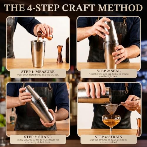 KITESSENSU Unweighted Silver Cocktail Shaker Set - 2-Piece Boston Bar Tool