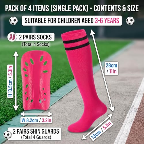 Lightweight Soccer Shin Guards & Socks Set for Toddlers - Pink