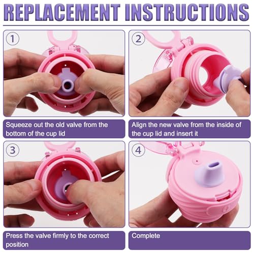 4-Pack Silicone Bite Valve Replacements for Water Bottles - Purple
