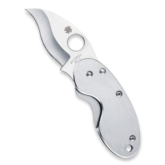 Spyderco Cricket Signature Knife with 3.88" Reverse S VG-10 Steel Blade and Stainless Steel Handle - PlainEdge - C29P