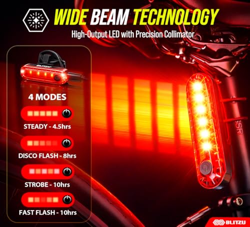 USB-C Rechargeable LED Bike Tail Lights - 2 Pack