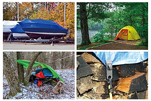 ORXPLUS 4-Piece Knot-Free Tarp Clips with Hook - 3.54 Inch Camping Clamp Set